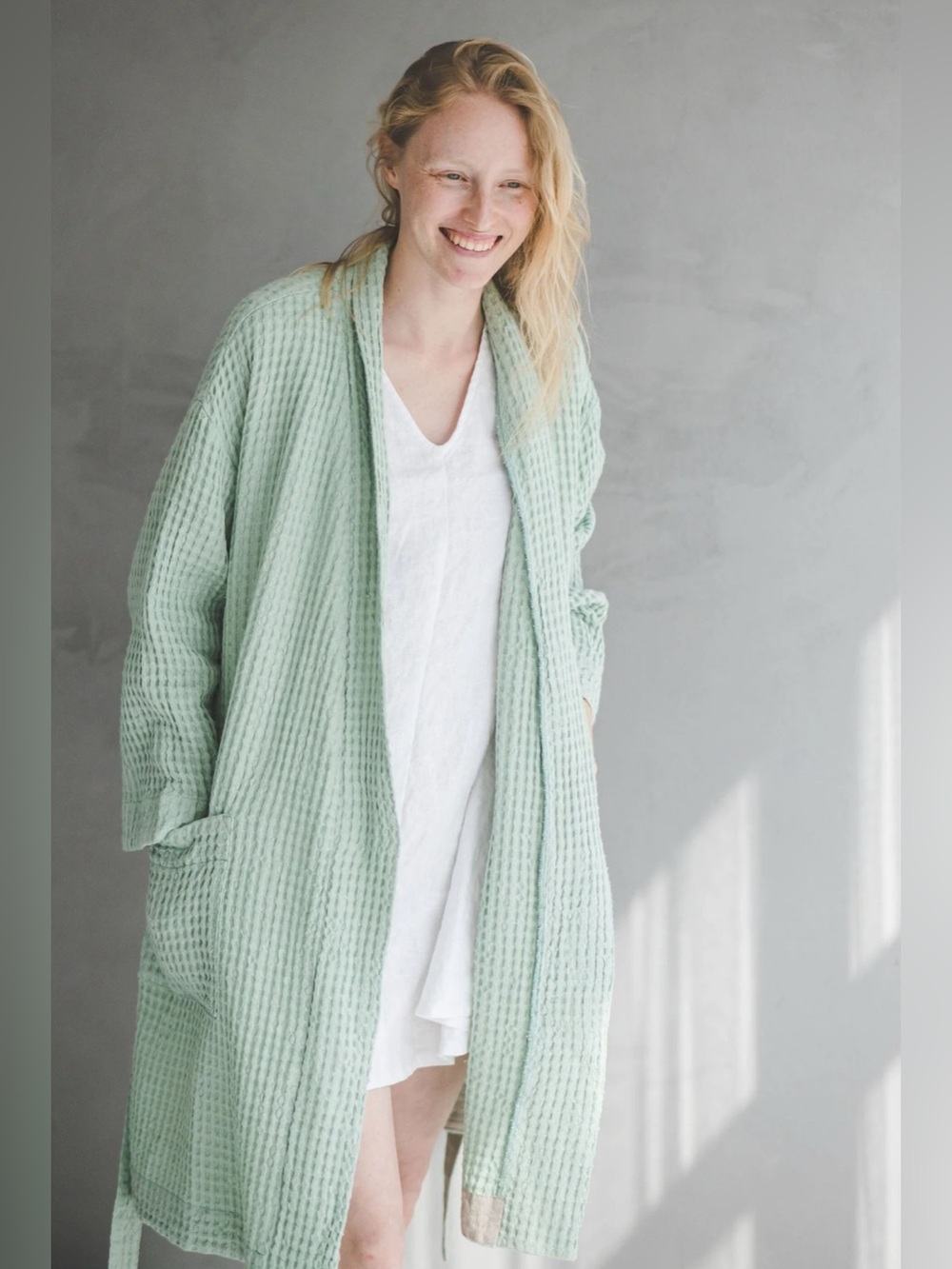 Waffle Linen Cotton Bathrobe XS/S